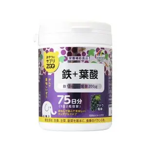 【日本UNIMAT RIKEN ZOO 】鐵＋葉酸(葡萄口味)150錠