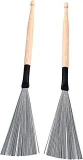 EPIGEIST 2pcs Wooden Drumsticks with Steel Wire Drum Brush Durable Drum Accessories for Beginners and Professionals Comfortable Grip for Various Music Styles