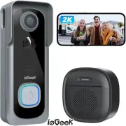 Iegeek 3MP/2K Doorbell Camera Waterproof Night Vision PIR Wireless Rechargeable