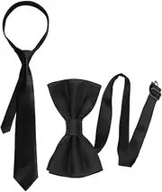 [PRAOFRT] Pack of 2 Ties for Men Tie Tie Tie Silk with Elastic Zip Children's Tie for Men Boys Children Safety Tie (1 Bow Tie + 1 Tie)