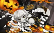 Anime girls halloween cats animals mammals pointy ears Playmat Gaming Mat Desk