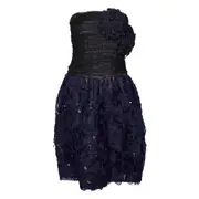 [Oscar de la Renta] Aspirin Dot & Navy Organza Dress