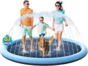 Splash Pad 87" Large Thicker Sprinkler Play Mat Non-Slip Kids & Dogs Wading Pool