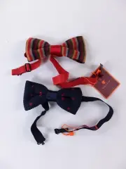 2 x GALLO navy polka dots & colorful stripe silk bow ties authentic NWT Italy