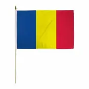 3 PACK 12 x 18 INCH CHAD STICK FLAG ON 2 FOOT SOLID WOOD STAFF