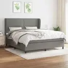 NNEVL Box Spring Bed with Mattress Dark Grey 152x203 cm Queen Fabric