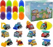 Prefilled Easter Eggs - Filled Easter Eggs for Kids – Fun Egg Smashing Toy Set with Pull-Back Vehicles – Educational Construction for Children Aged 3-8 – Exciting Surprise Gift Idea
