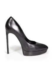 Black Leather Anja Platform Heels