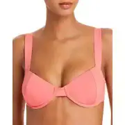NWT Aqua Swim Women's Sz M Demi Underwire Bikini Top w/ Removable Paddings Peach