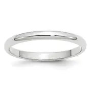Solid 10K White Gold 2.5mm Half Round Men's/Women's Wedding Band Ring Size 12.5