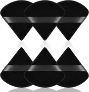 AUAUY 6 PCS Powder Puffs, Pure Cotton Soft Triangle Wedge Makeup Powder Puff for Loose Powder Mineral Powder Body Powder Cotton Velour Cosmetic Foundation Sponge Makeup Tool (Black)