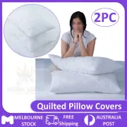 2x Aus Owned Luxury Quilted Pillow Protectors Case Slip Cotton Cover AntiAllergy