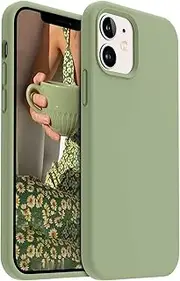[AOTESIER] Compatible with iPhone 12 Case and iPhone 12 Pro 6.1 inch Silky Touch Premium Soft Liquid Silicone Rubber Anti-Fingerprint Full-Body Protective Flexible Bumper (Tea Green)
