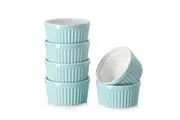 118ml Ramekins Ramekins for Creme Brulee Porcelain Ramekins Oven Safe, Classic Style Ramekins for Baking Souffle Ramekins Bowls, Set of 6, Blue