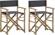 VRAXO Folding Director's Chairs 2 pcs Dark Grey Bamboo and Fabric -11.2KG,313029
