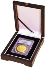 Display box for one NGC/PCGS/Premier/Lil Bear Elite Coin Slab Mahogany Matte ...