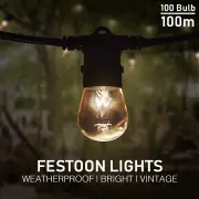 Festoon Lights 100m Party Wedding Christmas String Light Garden Indoor Outdoor