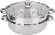 27cm/11In Steam Pot, 2-Layer Steamer Boiler Steaming Pot with Lid, Stainless Steel Stack and Steam Pot Set, evenly Heated, Double Boiler Steamer Cookware Steam Pots for Cooking