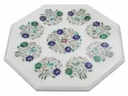 18'' white Marble Center Coffee Dining Table Top Inlay Mosaic Side antique kk1