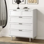 Oikiture 5 Chest of Drawers Dresser Chest Storage Cabinet Tallboy White