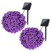 Nevenka 2Pcs Solar Christmas Lights 39ft 100 LED 8 Modes Solar String Lights Waterproof-Purple