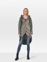 Grey Knitted Layer Puffer Jacket
