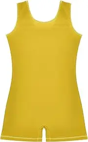 [ODAWA] Chrome Yellow Girl Leotard Gymnastics, Ballet Unitard with Shorts Gymnastics Leotards for Girls