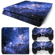 PS4 Slim Skin Console & 2 Controllers Blue Space Vinyl Decal Wrap