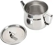 Stainless Steel Oil Strainer Pot Durable Large Opening Grease Container with Lid for Cooking Frying Oil Kitchen Supplies