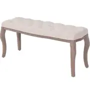 French Provincial Linen Bench Wood Vanity Ottoman Bedroom Bed End Stool Seat