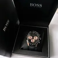 在飛比找Yahoo!奇摩拍賣優惠-HUGO BOSS Talent 玫瑰金三眼 黑色錶盤 黑色