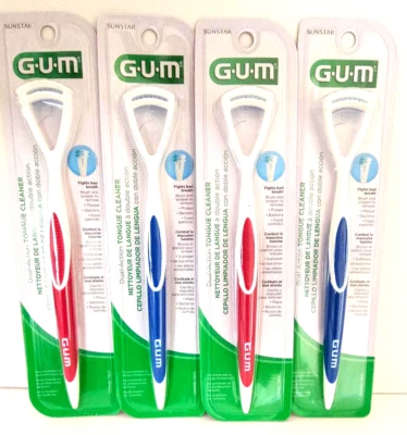 (4) Sunstar GUM #760 Dual-Action Tongue Cleaner Scrapers BEST PRICE ONLINE!!!