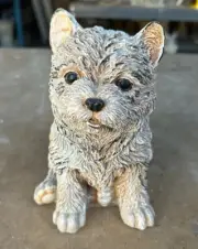 Latex n fiberglass backer concrete casting garden mold 7"tall dog