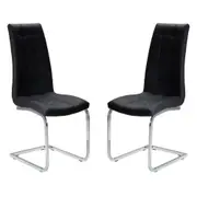 Raimon Furniture Set of 2 Hanson Faux Leather Dining Chair - Chrome Legs - Black
