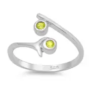 Round Simulated Olivine .925 Sterling Silver Toe Ring