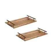 SOGA 2X 39cm Brown Rectangle Wooden Acacia Food Serving Tray Charcuterie Board Home Decor