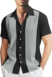 [Generic] Hawaiian Shirts for Men Summer Beach Leisure Short Sleeve Shirts Color Block 2024 Button Down Shirts Clothing