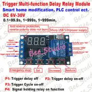 DC 9V 12V 24V LED Display Trigger Cycle Delay Timer Relay Module w/ Micro USB 5V