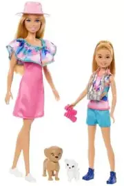 & Stacie Doll Set with 2 Pet Dogs & Accessories, Dolls with Blonde Hair &