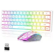 Wireless Gaming Keyboard and Mouse Combo with 61 Key TKL Rainbow LED Backligh...