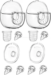 Breast Pump Parts Flange Shield 24mm Duckbill Valves Silicone Diaphragm Milk Collector Cup Set Overall Replacement Accessories Compatible with Lansinoh NCVI Nuliie NICEGREEN Life S32, 2 Packs 12 Pcs