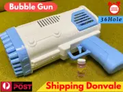 36 Holes Bubble Gun Automatic Bazooka Soap Water Bubble Machine Outdoor Party AU