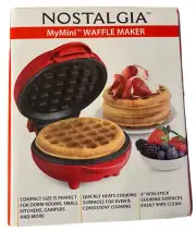 Nostalgia My Mini Waffle Maker 5" Cooking Surface. Brand New Factory Sealed Red