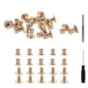 30 Pcs Round Head Button Studs 5mm Leather Punch Screwdriver, Gold