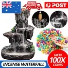 Ceramic Backflow Waterfall Smoke Incense Burner Censer Holder Gifts 100 Cones