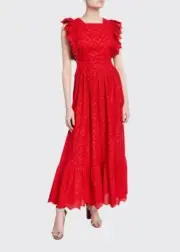 The Great Current Elliott NWT Women's Eyelet Apron Dress Red Size 3