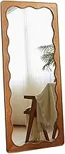 Body Length Mirror Fitting Mirror Full-Body Floor-Standing Solid Wood Household Wave Dressing Mirror Bedroom Small Apartment Floor Mirrors