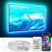 [KANTUTOE] LED Backlight, 19.68ft Lights for 65-80 Inch TV, RGB With Remote, Music Sync Bluetooth APP Control Strip Lights USB Powered for Bedroom/Gaming Room