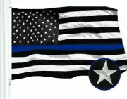 Thin Blue Line USA Police Flag | 3x5ft | Embroidered Stars Sewn Stripes