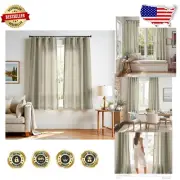 Elegant Linen Blend Curtains 72” Long - Green Light Filtering Drapes (2 Panels)